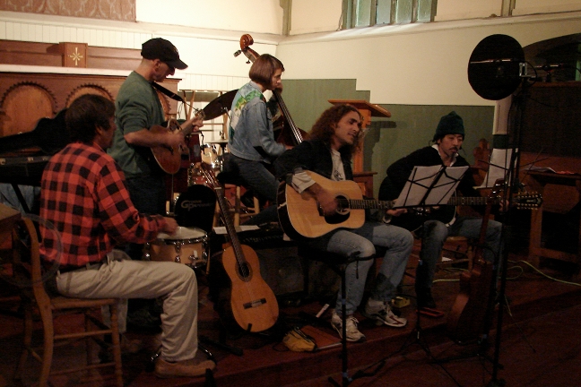 Another view of the band warming up