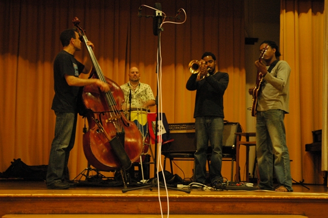 Paul, Markus, Jean and Monvelyno before recording "Gede Drum-n-Bass" 2