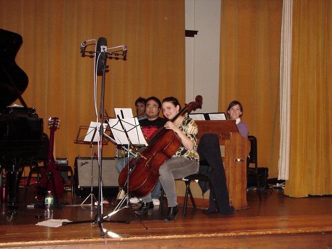 Yorgos, Qun, Jiliane, and Kathrine before recording 