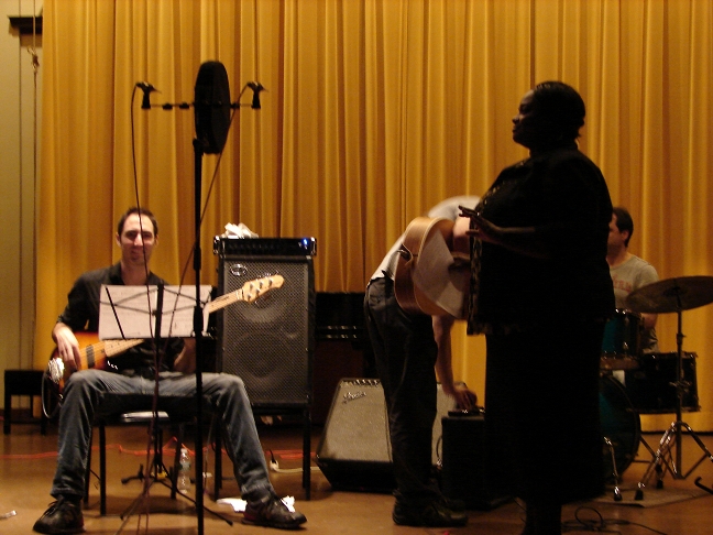 Olivier, Jason, Cherette, and Yorgos between takes of 
