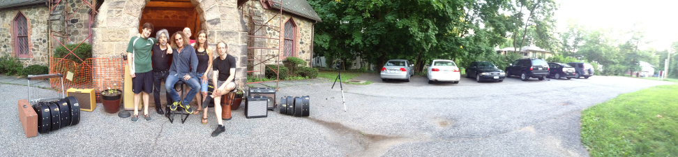 Outside the church after recording